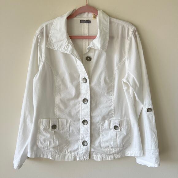 Natalie and Me Weekend Womens Mixed Media Jacket White Size L Concert Preppy - Picture 1 of 6